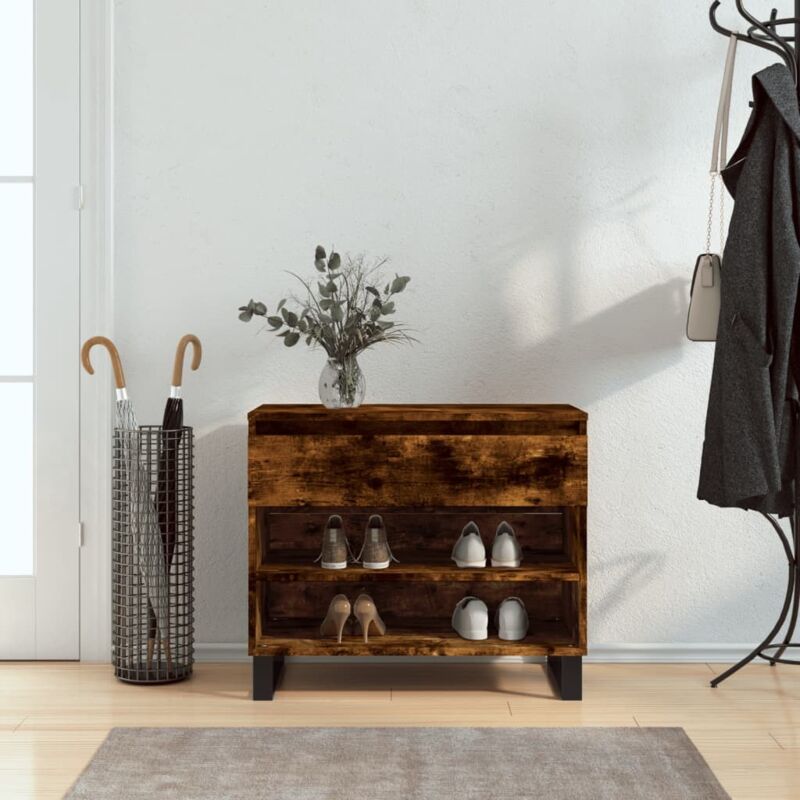 Vidaxl - Shoe Cabinet Smoked Oak 70x36x60 Cm Engineered Wood