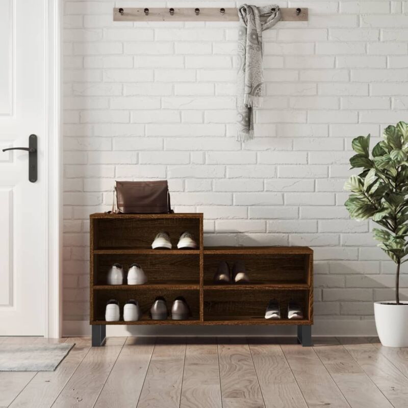 Shoe Cabinet Brown Oak 102x36x60 Cm Engineered Wood Vidaxl