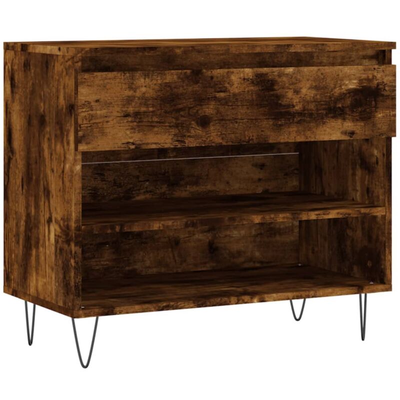 Shoe Cabinet Smoked Oak 70x36x60 Cm Engineered Wood Vidaxl