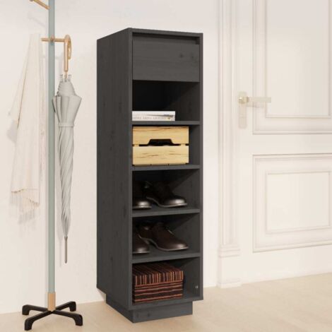 Shoe Cabinet Grey 30x34x105 cm Solid Wood Pine vidaXL