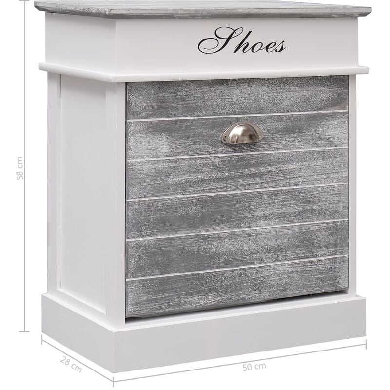 Shoe Cabinet Grey 50x28x58 Cm Paulownia Wood