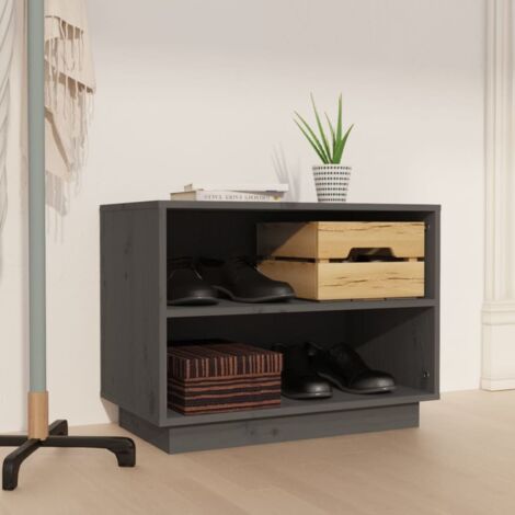 Shoe Cabinet Grey 60x34x45 cm Solid Wood Pine vidaXL