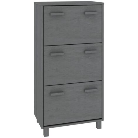 Shoe Cabinet HAMAR Dark Grey 59.5x35x117 cm Solid Wood Pine vidaXL