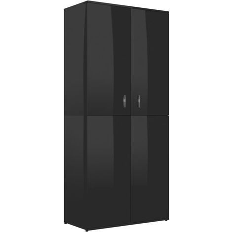 Shoe Cabinet High Gloss Black 80x39x178 cm Chipboard