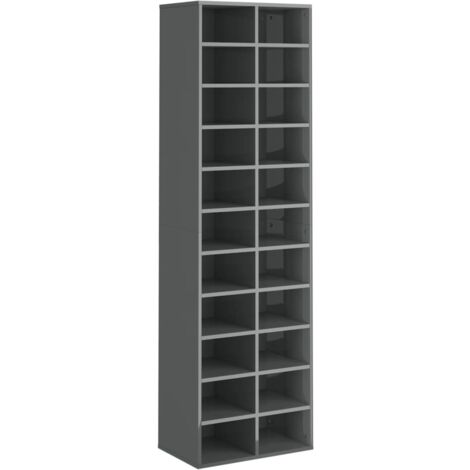 Shoe Cabinet High Gloss Grey 54x34x183 cm Chipboard