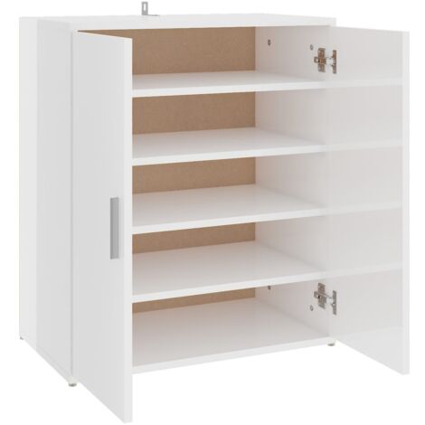 Shoe Cabinet High Gloss White 60x35x70 cm Engineered Wood vidaXL