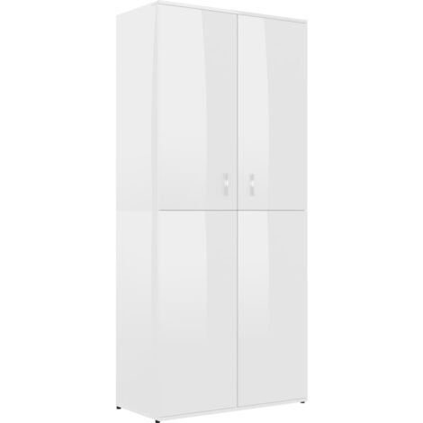 Shoe Cabinet High Gloss White 80x39x178 cm Chipboard