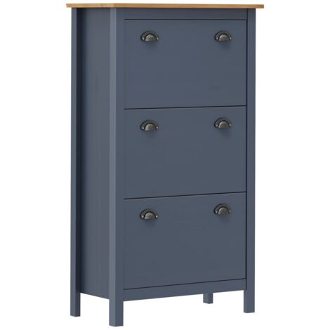 Shoe Cabinet Hill Grey 72x35x124 cm Solid Pine Wood vidaXL