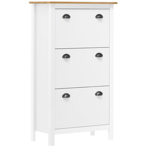 Shoe Cabinet Hill Range White 72x35x124 cm Solid Pine Wood