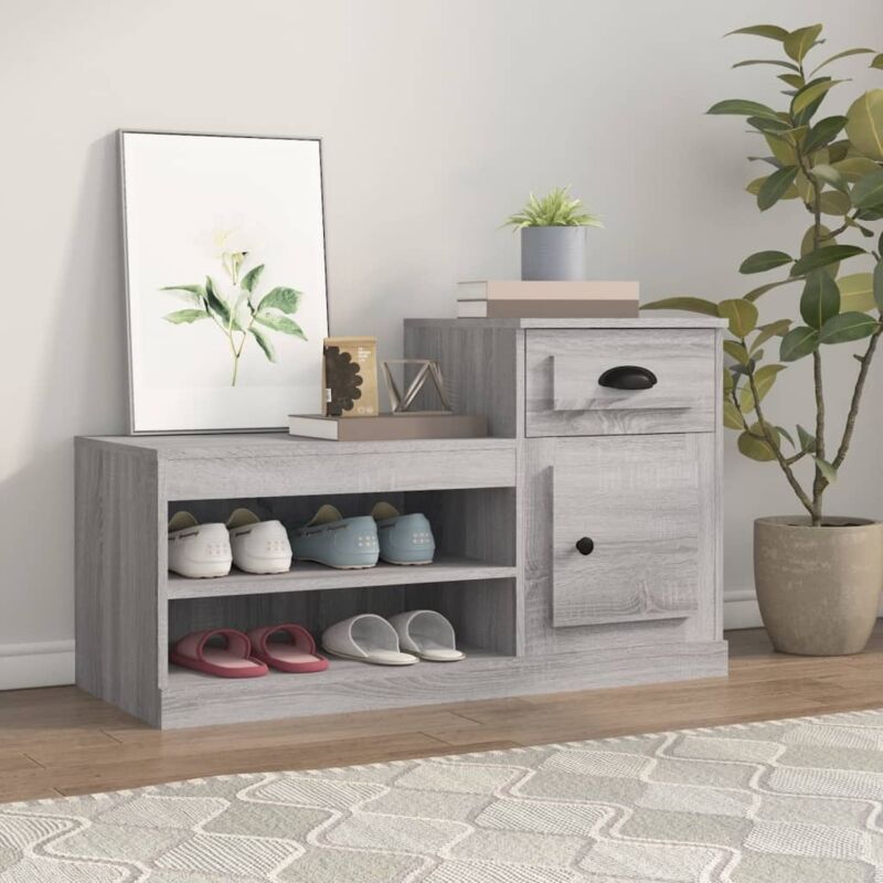 Shoe Cabinet Grey Sonoma 100x42x60 Cm Engineered Wood Vidaxl