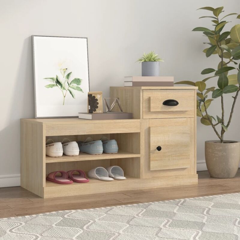 Shoe Cabinet Sonoma Oak 100x42x60 Cm Engineered Wood Vidaxl