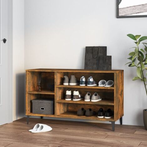 Shoe Cabinet Smoked Oak 102x36x60 cm Engineered Wood vidaXL
