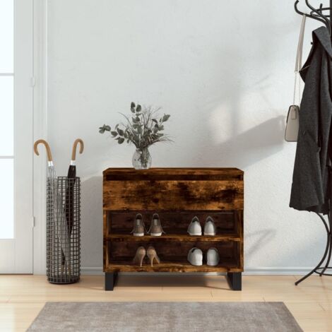 Shoe Cabinet Smoked Oak 70x36x60 cm Engineered Wood vidaXL