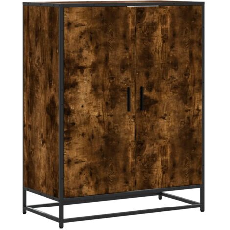 Shoe Cabinet Smoked Oak 75x38x97.5 cm Engineered Wood and Metal vidaXL
