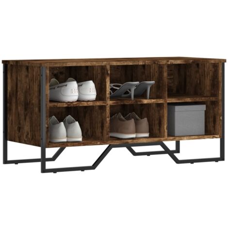 Shoe Cabinet Smoked Oak 90x38x45.5 cm Engineered Wood vidaXL