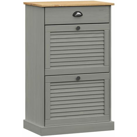 Shoe Cabinet VIGO 60x35x96 cm Grey Solid Wood Pine vidaXL