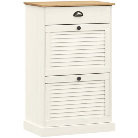 Shoe Cabinet VIGO 60x35x96 cm White Solid Wood Pine vidaXL
