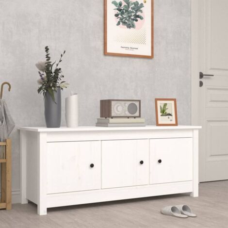 Shoe Cabinet White 110x38x45.5 cm Solid Wood Pine vidaXL