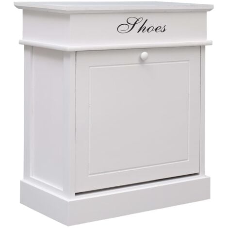 Shoe Cabinet White 50x28x58 cm Paulownia Wood