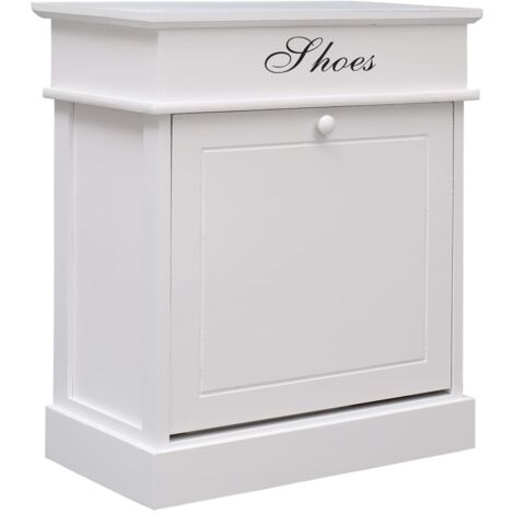 main image of "Shoe Cabinet White 50x28x58 cm Paulownia Wood - White"