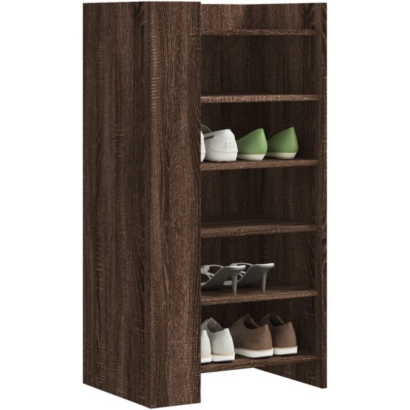 Shoe Cabinet Brown Oak 52x37.5x100 Cm Engineered Wood Vidaxl