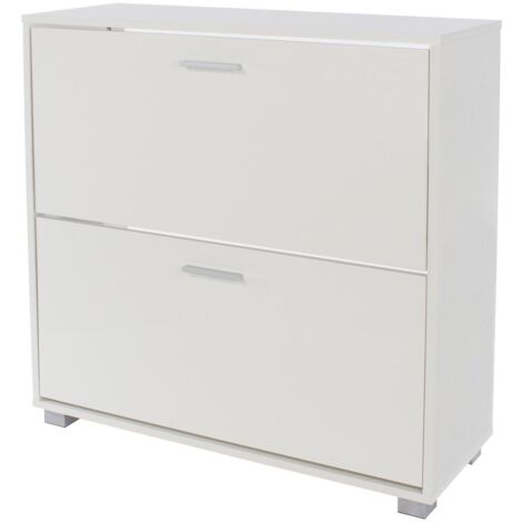 Shoe Cabinet White Gloss Hallway Living Home Furniture Storage Organiser Unit