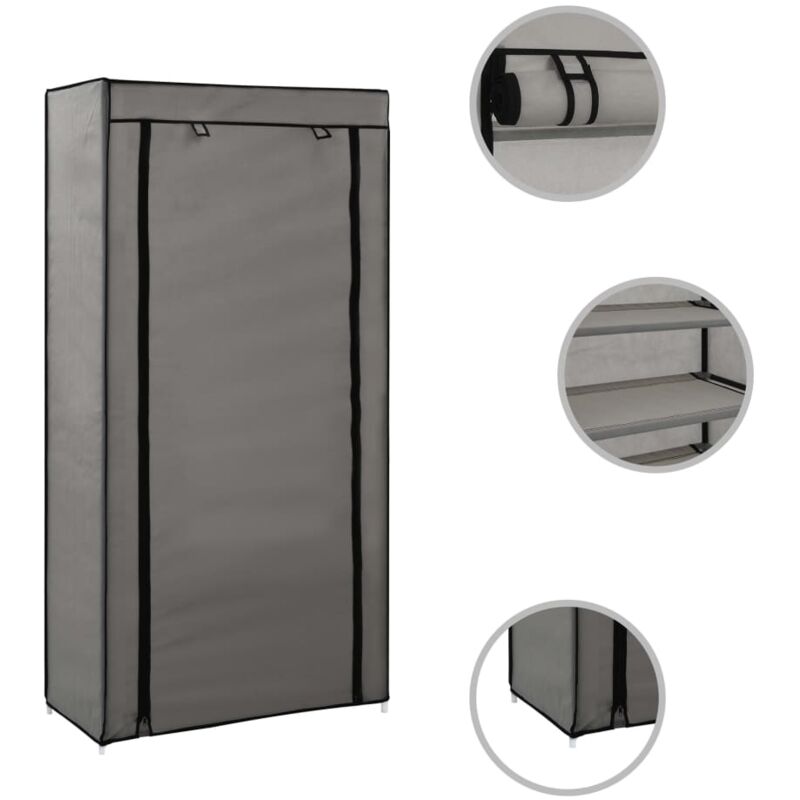 Shoe Cabinet With Cover Grey 58x28x106 Cm Fabric