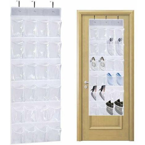 Shoe Organizer, Foldable Hanging 24 Pockets with Hooks, Heavy Duty Mesh Shoe Rack for Bathroom, Wardrobe