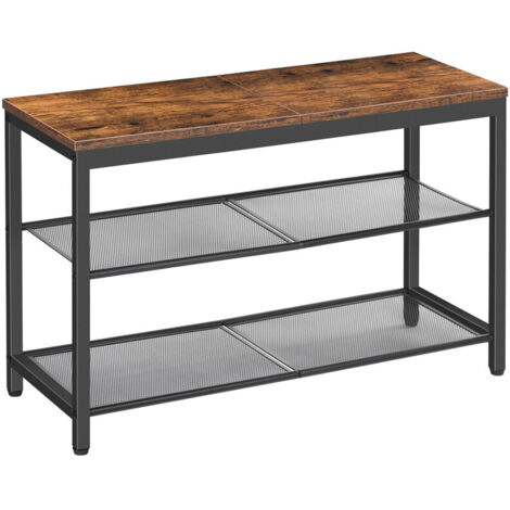Shoe Rack, 3-Tier Shoe Bench with 2 Mesh Shelves, Shoe Storage Bench with Seat, for Entryway, Hallway, Living Room, Small Space, Easy Assembly
