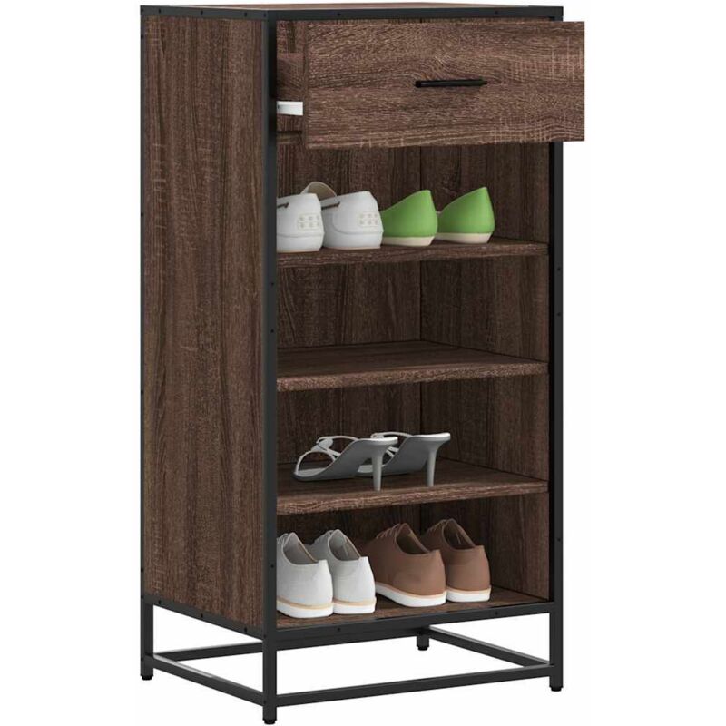 Shoe Rack Brown Oak 48x38x97.5 Cm Engineered Wood Vidaxl