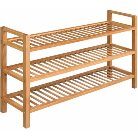 Shoe Rack with 3 Shelves 100x27x60 cm Solid Oak Wood vidaXL