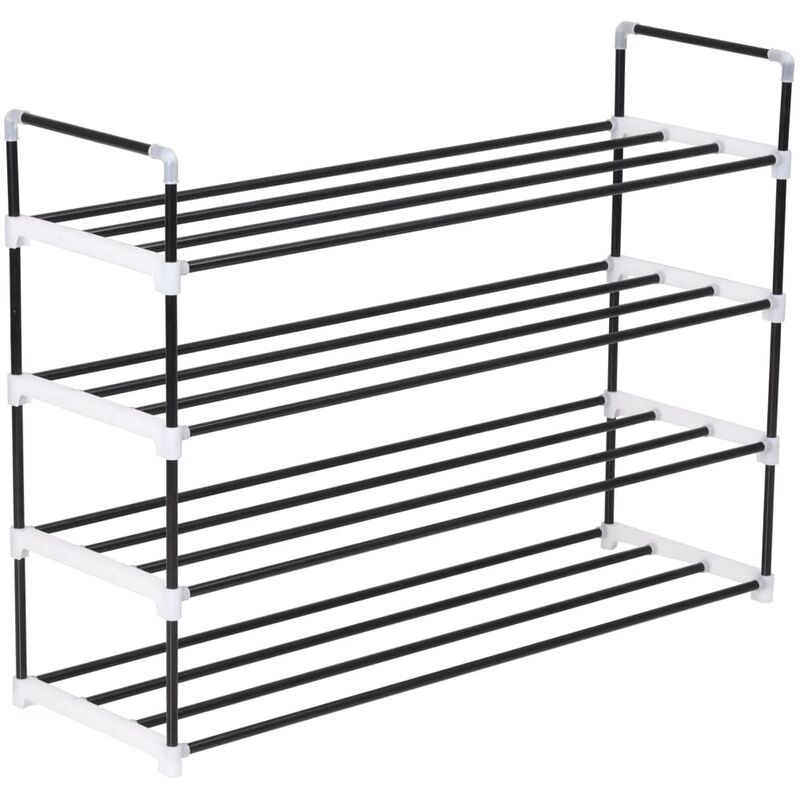 Shoe Rack With 4 Shelves Metal And Plastic Black Vidaxl