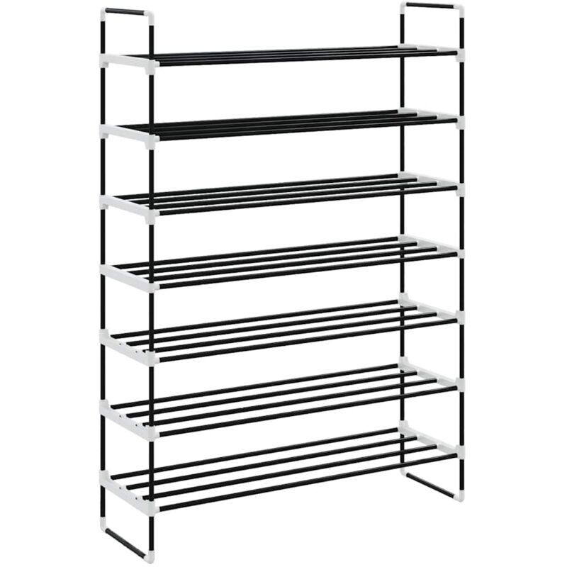 Shoe Rack With 7 Shelves Metal And Plastic Black Vidaxl