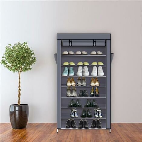 Shoe racks,10 Tiers Dustproof Shoes Cabinet Storage Organiser Shoe Rack Stand Holds,Grey,86 x 28 x 158cm
