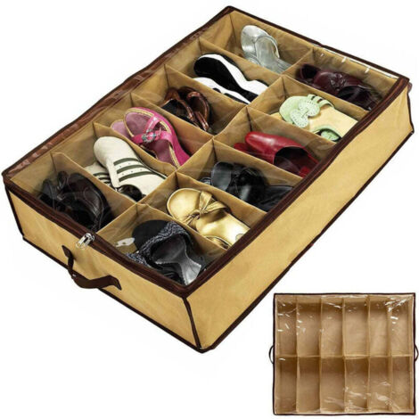 Shoe storage box with cover for 12 pairs