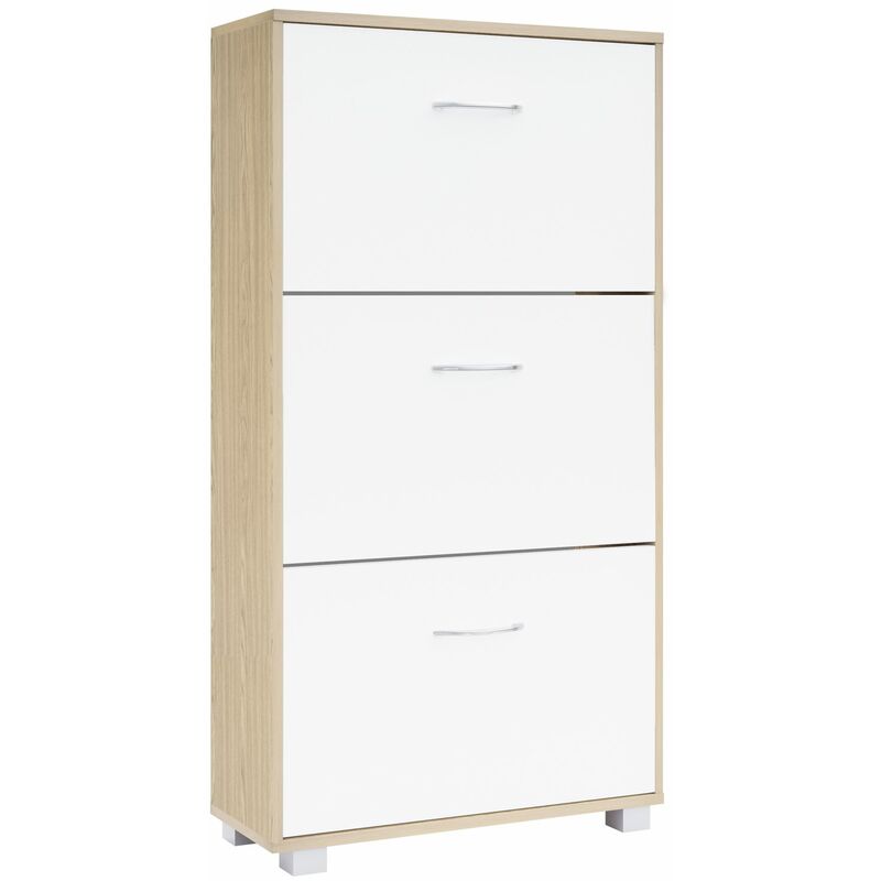 Casaria - Shoe Storage Cabinet Rack 3 Doors Modern Wooden Cupboard Organiser For Shoes Toys Clothes Footwear Books Perfect For Narrow Hallways