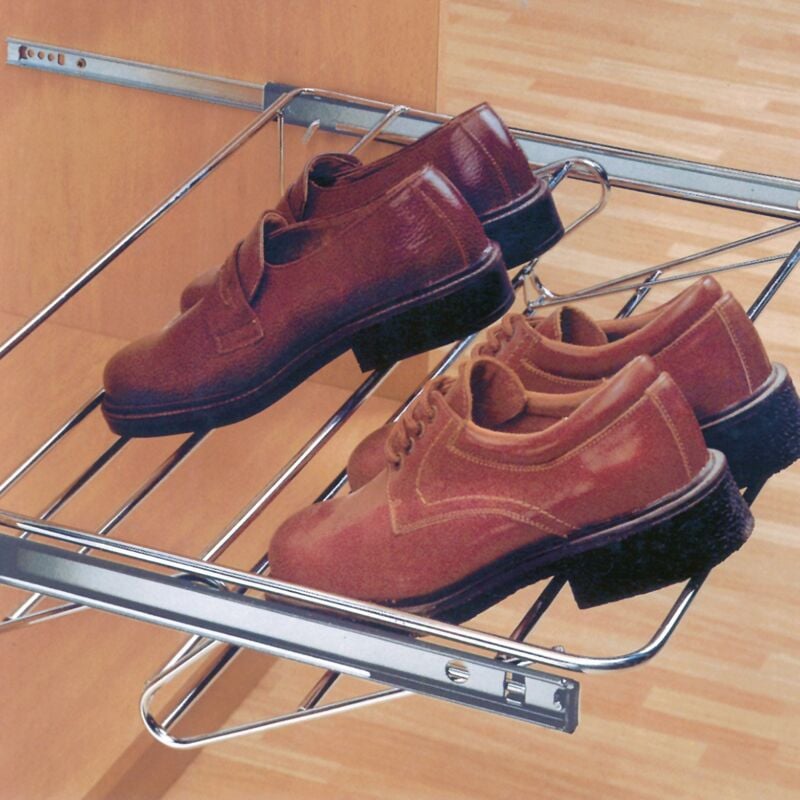 Mengual - tagère à chaussures extensible avec guides 400-600 - Étagère à chaussures amovible sans façade chromée pour porte
