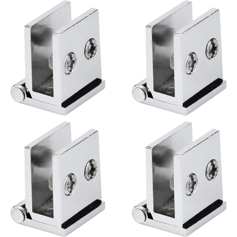 Linghhang - Set of 4 Glass Door Hinges, 0° Opening Angle, Kitchen Cabinet, Showcase, Shower, Clamping Hinges, for 5 mm Thick Glass