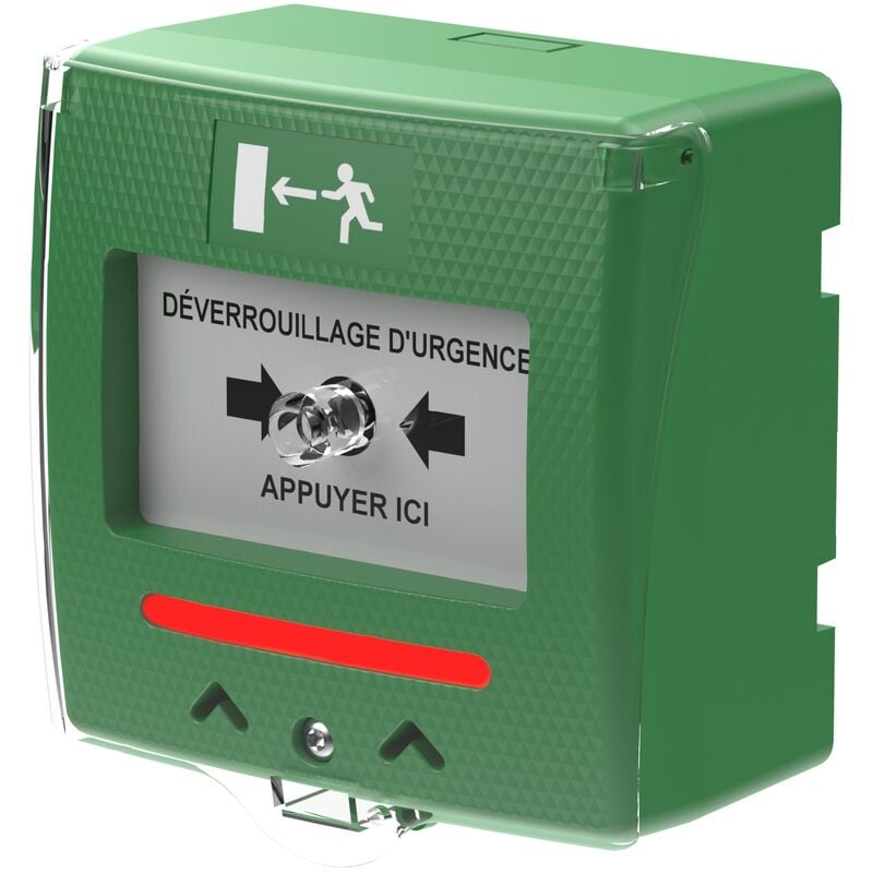 Déclencheur manuel shok vert 2 contacts buzzer led Sewosy SHOKV3FR