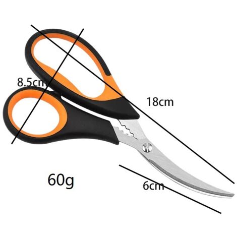 Shop Shears, Heavy Duty Stainless Steel Scissor, Industrial Grade Tool for Building and Construction, 18cm, Orange/Black