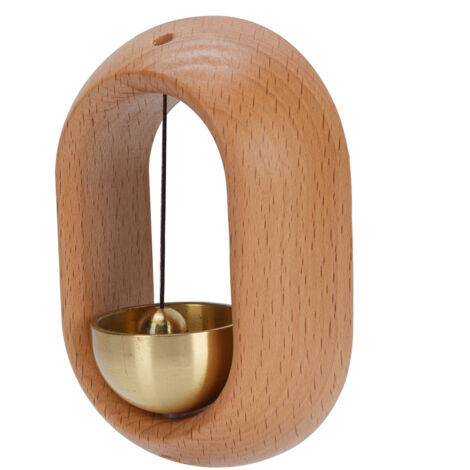 Shopkeepers Bell Beechwood and Copper Decorative Wooden Hanging Doorbell for Home Refrigerator Apartment