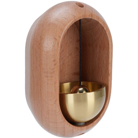 Shopkeepers Bell for Door Opening Brass Wood Decorative Doorbell Ornament with Double Sided Tape for Refrigerator Home Store Restaurant