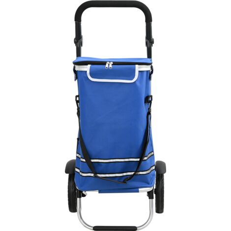 Shopping Trolley with Wheels and Adjustable Handle Blue 40 L vidaXL