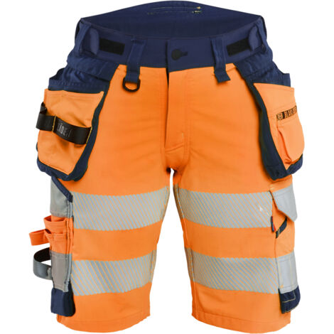 Short da lavoro stretch ad alta visibilità donna 7020 - Arancione/Blu navy 2XL - FR(50) - SE(C48) - Standard