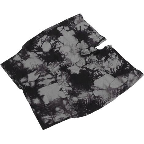 Short de Fitness Femme Taille Haute Tie-Dye Respirant Élastique Yoga Gainant Sport Noir Taille M