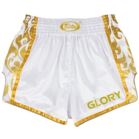Short de Muay Thai Fairtex BSG2 Glory Blanc/Or L