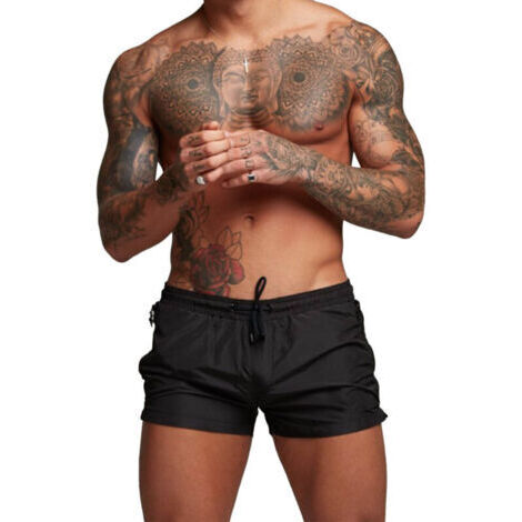 Short de sport homme respirant et absorbant avec poches latérales pour running, musculation et plage - Noir Taille M