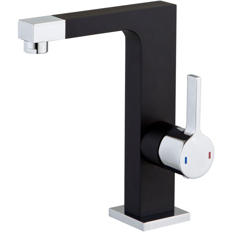 Essebagno - Mitigeur lavabo noir Short chrome