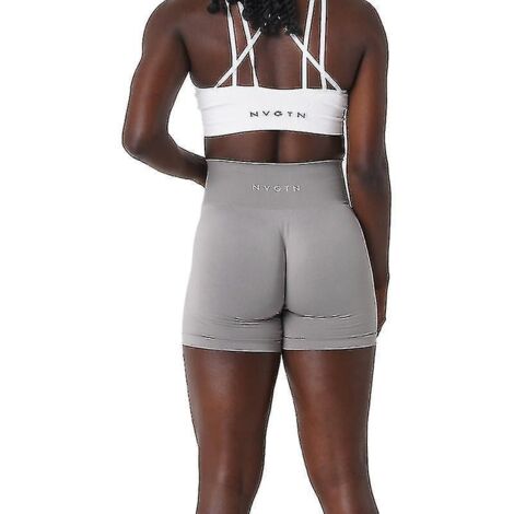 Short Nvgtn en spandex uni sans coutures pour femme, legging de sport doux, tenue de fitness, pantalon de yoga, vêtement de gym - XS - Gris clair
