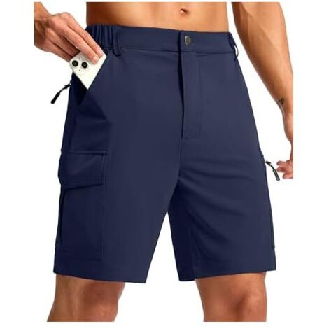 Shorts De Randonnée - 7 Pouces - Tissu Polyester Élasthanne Léger Rapide Séchage - Résistant À L'Eau UPF 50+ - 5 Poches - Taille Élastique Avec Passants - Homme